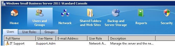 Windows Small Business Server 2011 Standard Console
